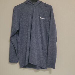 Nike Dri-FIT Swim Top in Heathered Blue with White Logo